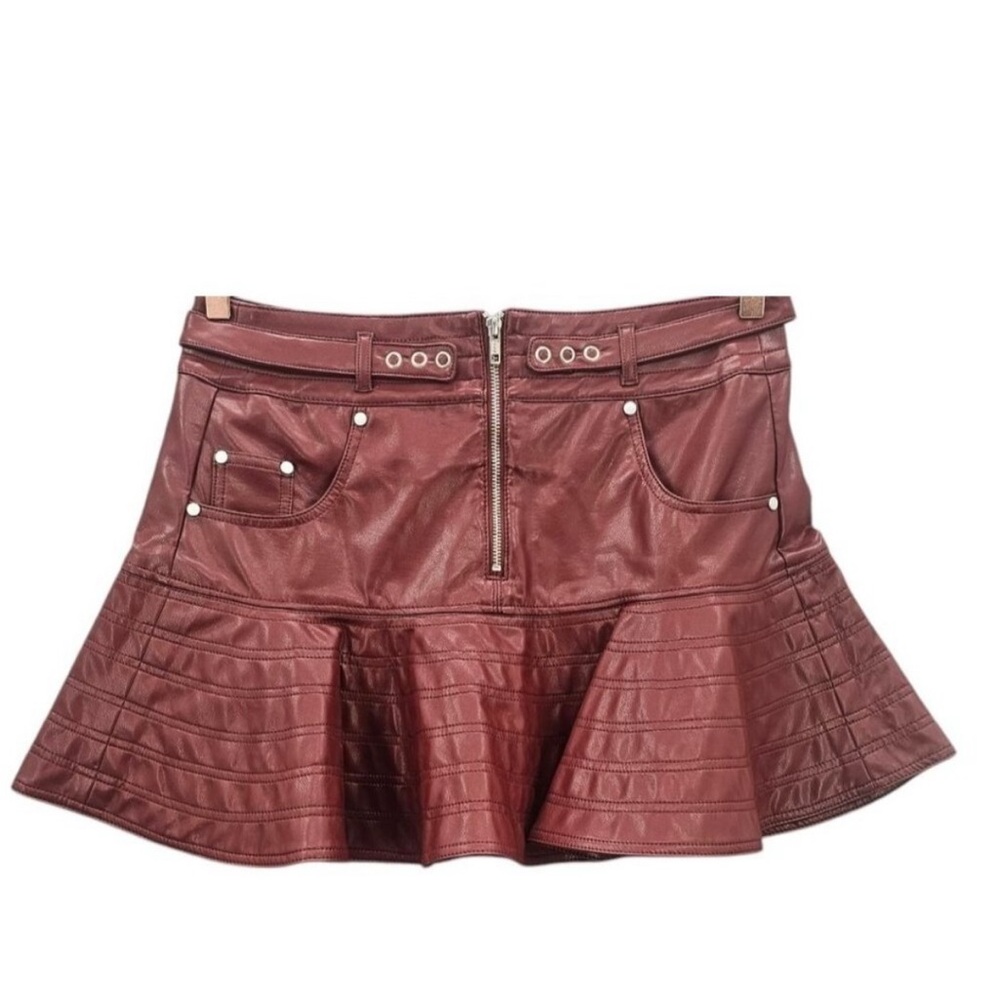 Anthropologie Pilcro Womens 10 Fit and‎ Flare Faux Leather Mini Skirt NWT